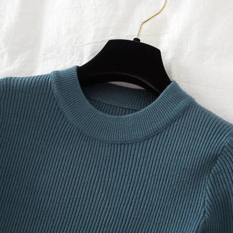 Thick buttoned Long Sleeve o-neck sweater