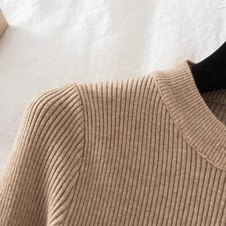 Thick buttoned Long Sleeve o-neck sweater