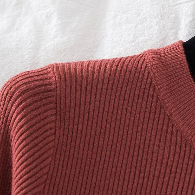 Thick buttoned Long Sleeve o-neck sweater