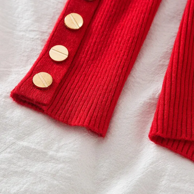 Thick buttoned Long Sleeve o-neck sweater