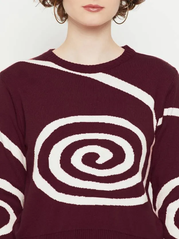 Timeless Wine Printed Sweater