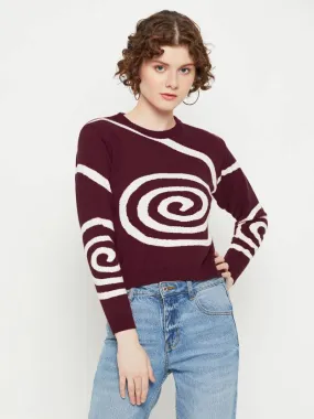 Timeless Wine Printed Sweater
