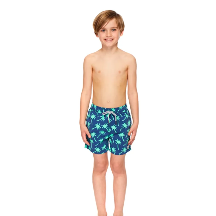 Tom & Teddy Boys Palms Swim Shorts PALNS-J - Navy/ Spring Green