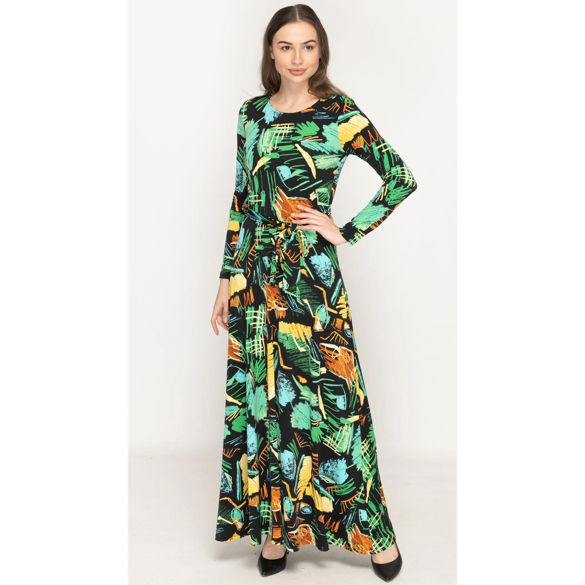 Tropic Leafy Belted Maxi