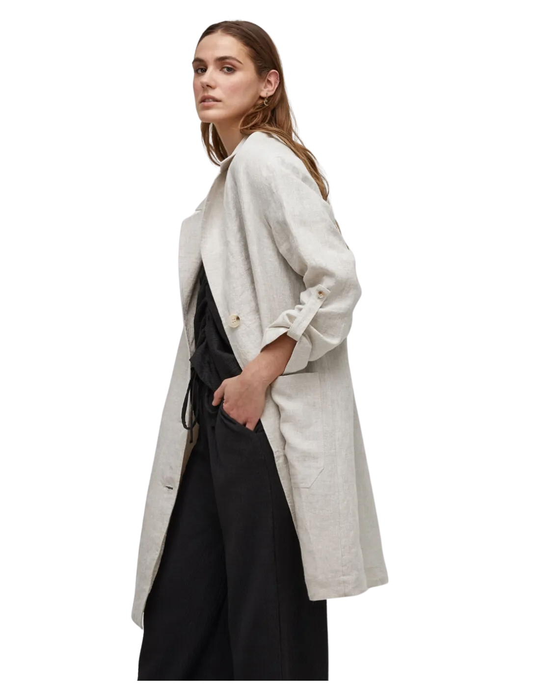 UCHUU Loose Linen Long Jacket