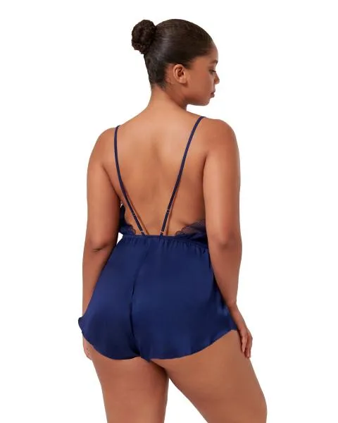 Vermont Luxury Satin Teddy - Navy Blue -