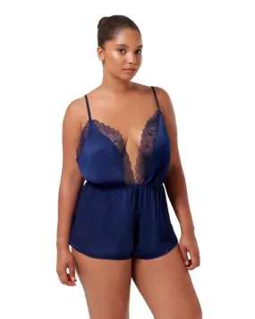 Vermont Luxury Satin Teddy - Navy Blue -