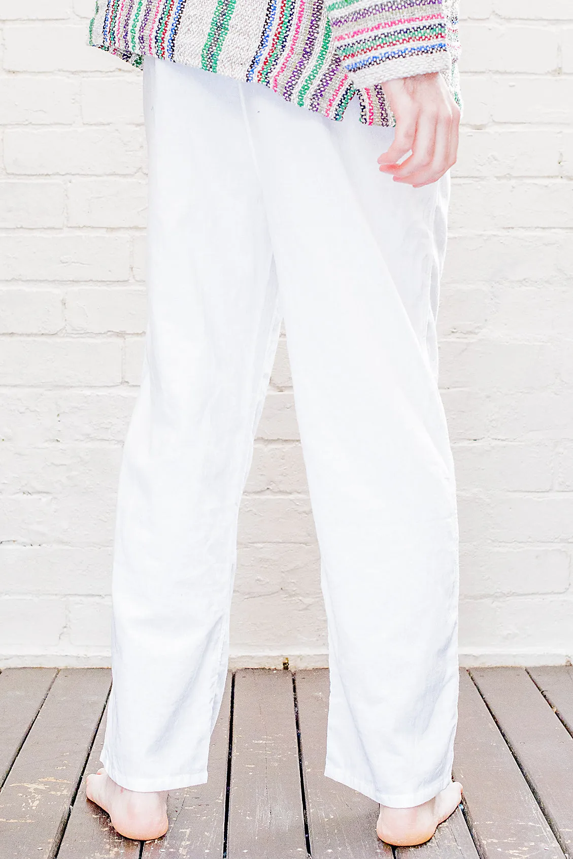 White Straight Leg Cotton Pants
