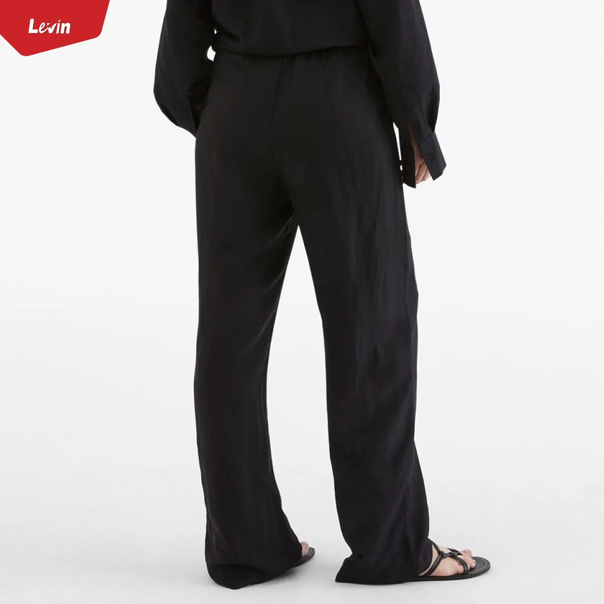 Womens Elasticated Drawstring Wide Leg Loose Trousers