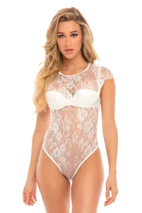 Ysabel Eyelash Lace Capped Sleeve Teddy